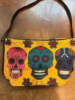 Day of the Dead Sugar Skull Shoulder Bag in Yellow